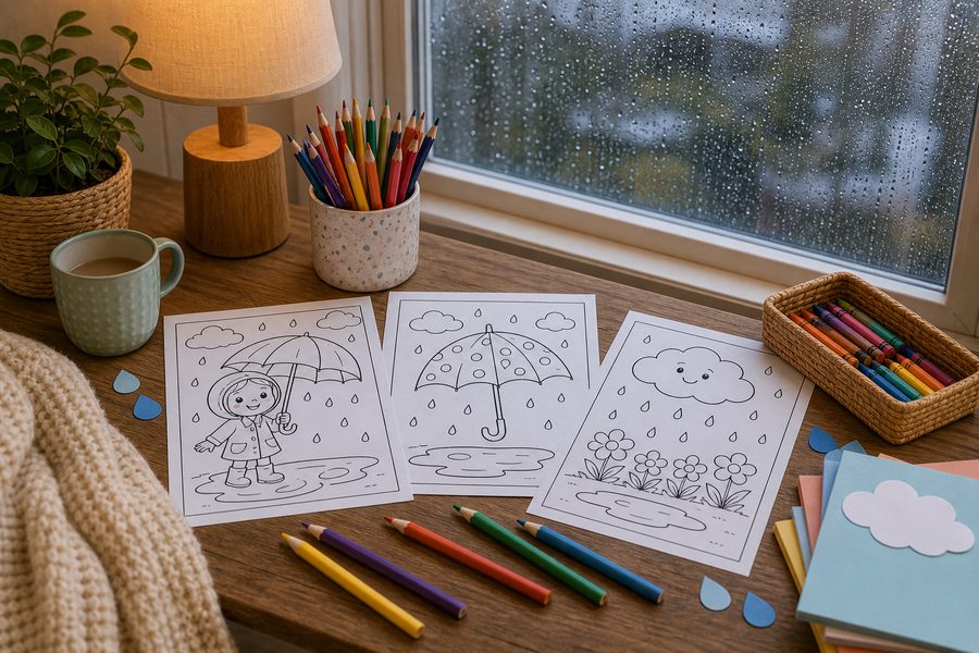 Fantasy story coloring pages with castle and path
