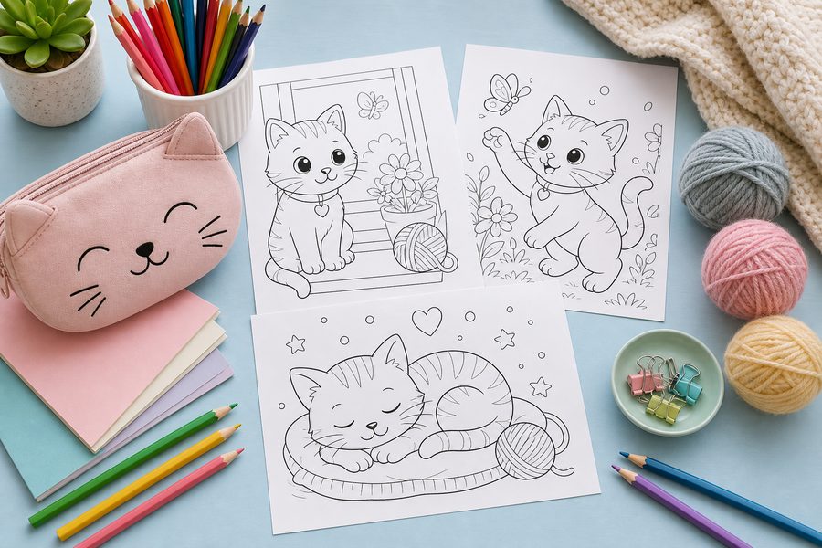 Dinosaur coloring pages with pencils ready for a fun activity