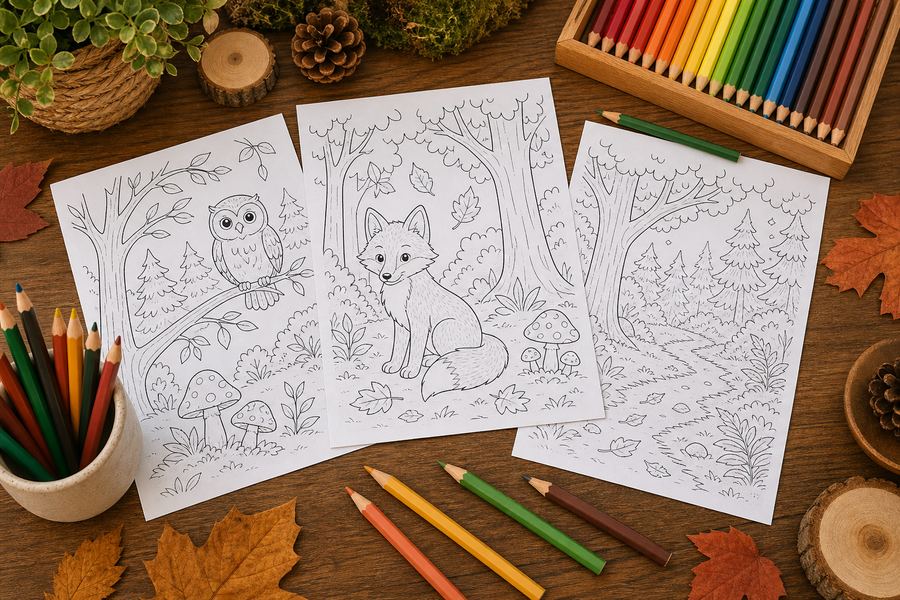Sea and ocean coloring pages with pencils ready for a calm marine activity