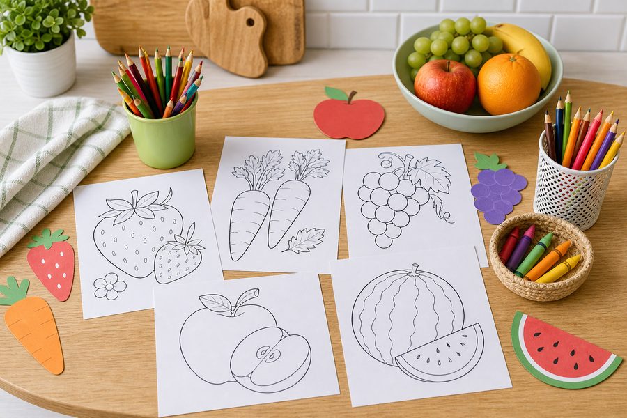 Vehicle coloring pages with pencils ready for a bright transport-themed activity