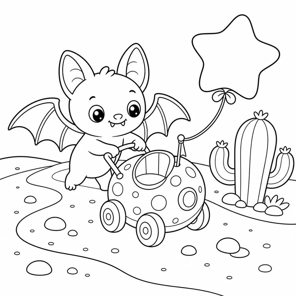 Coloriage : Chauve-souris à un stand de bonbons