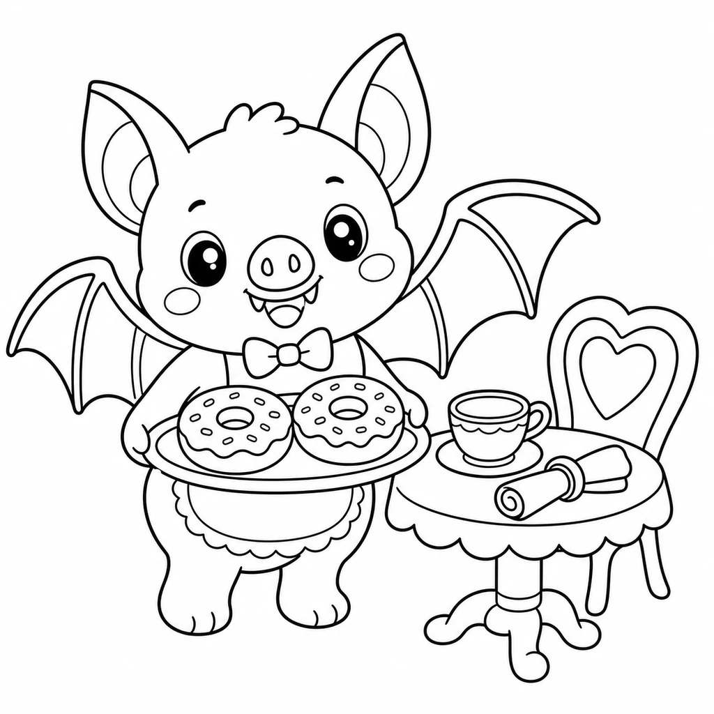 Coloriage : Chauve-souris avec un fantôme et des lanternes