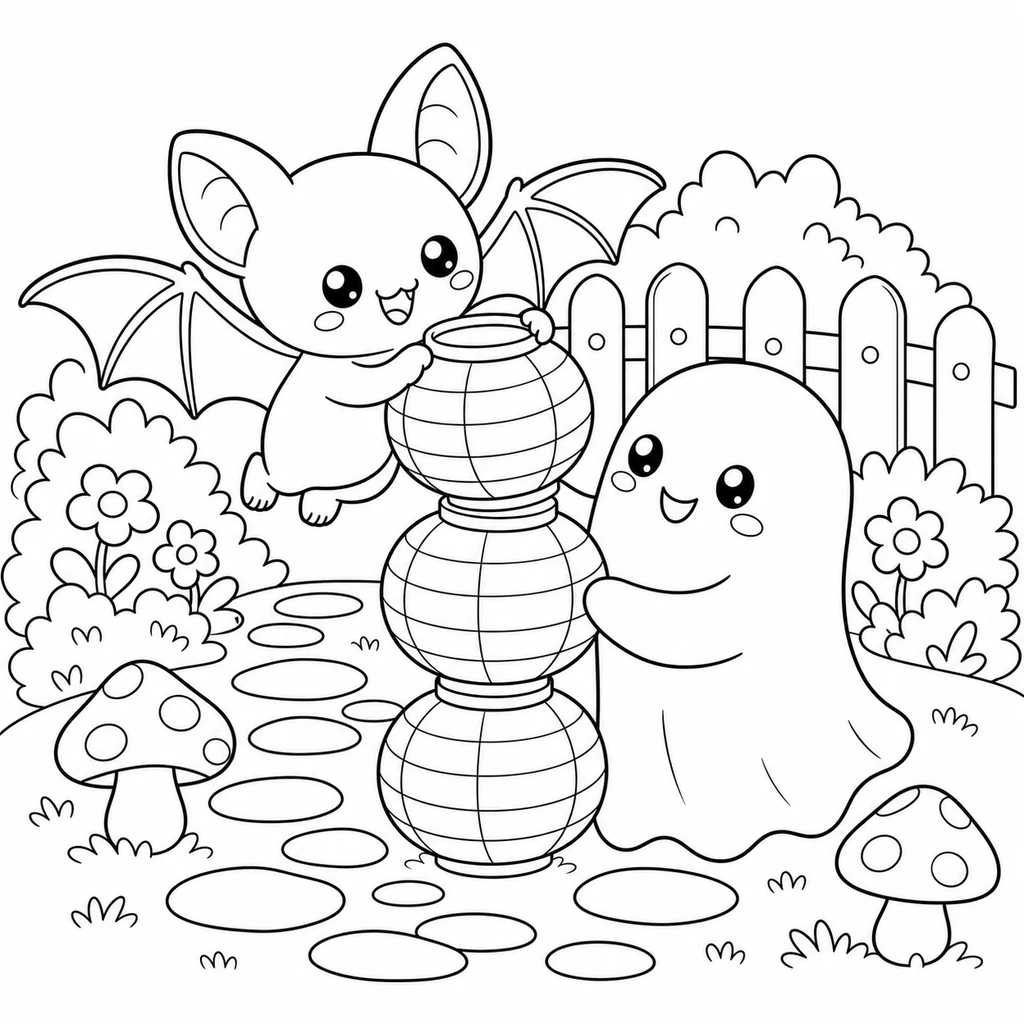 Coloriage : Chauve-souris avec un tambourin