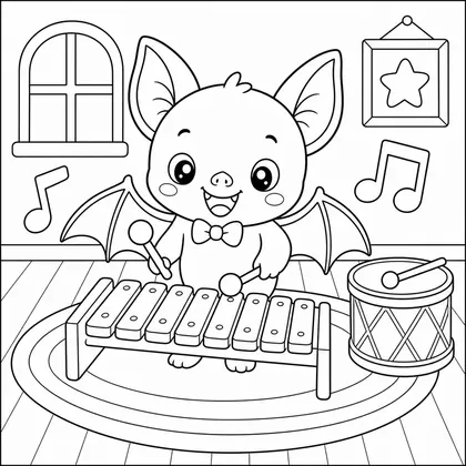 Bat hanging clothes coloring page