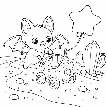 Bat with a candy stand coloring page