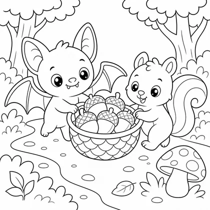 Bat with a pinwheel coloring page