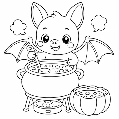 Bat with donuts coloring page