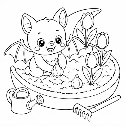 Bat in a pumpkin carriage coloring page