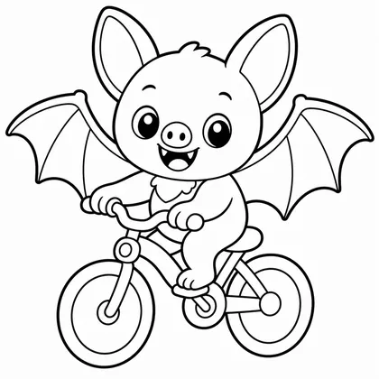 Dibujo de murciélago en bicicleta para colorear