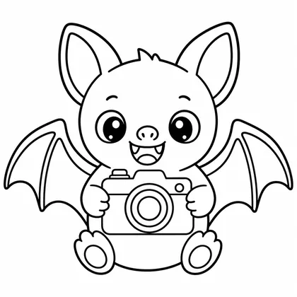 Dibujo de murciélago con cámara para colorear