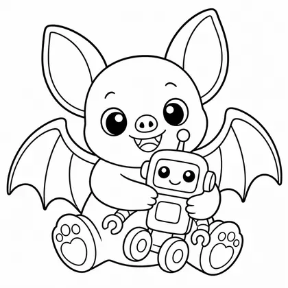 Dibujo de murciélago con robot para colorear