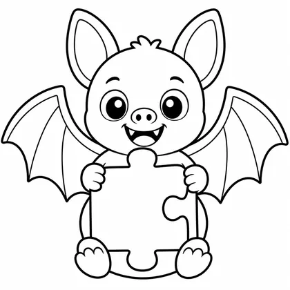 Dibujo de murciélago con puzzle para colorear