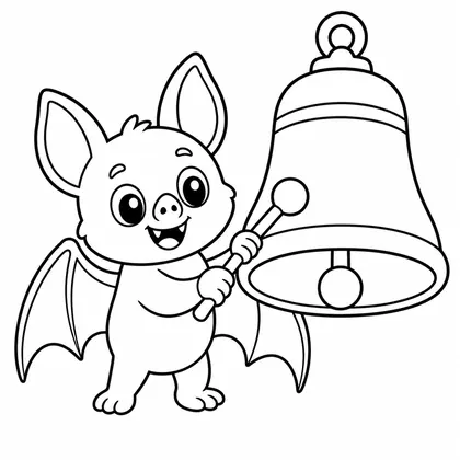 Dibujo de murciélago con campana para colorear