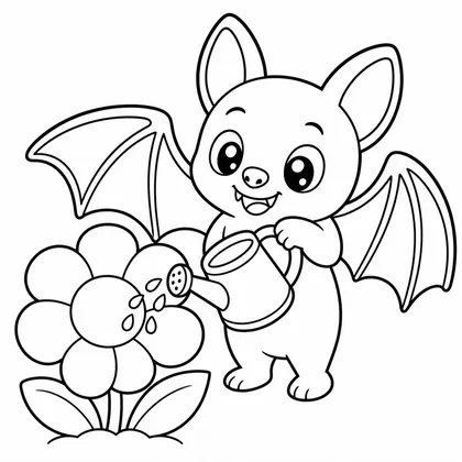 Dibujo de murciélago con regadera para colorear