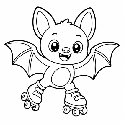 Dibujo de murciélago con patines para colorear