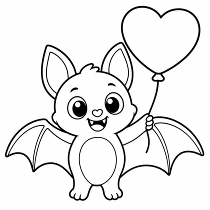Dibujo de murciélago con cupido para colorear