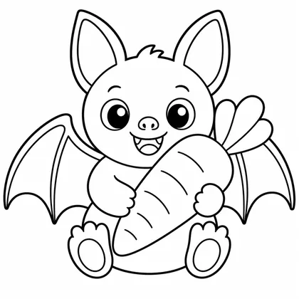 Dibujo de murciélago con zanahoria para colorear