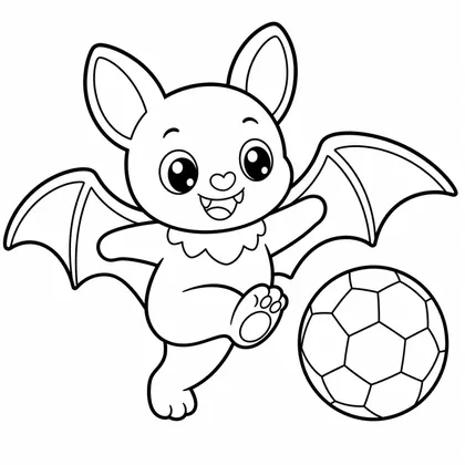 Dibujo de murciélago con pelota para colorear