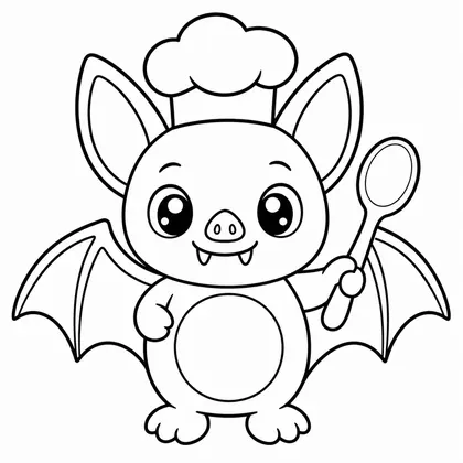 Dibujo de murciélago con chef para colorear