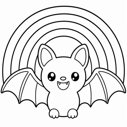 Dibujo de murciélago con arco para colorear