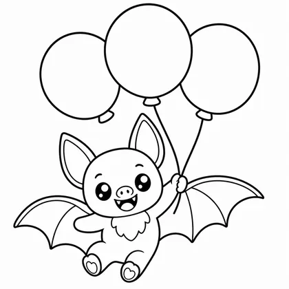 Dibujo de murciélago con globos para colorear