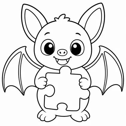 Dibujo de murciélago con puzzle especial para colorear