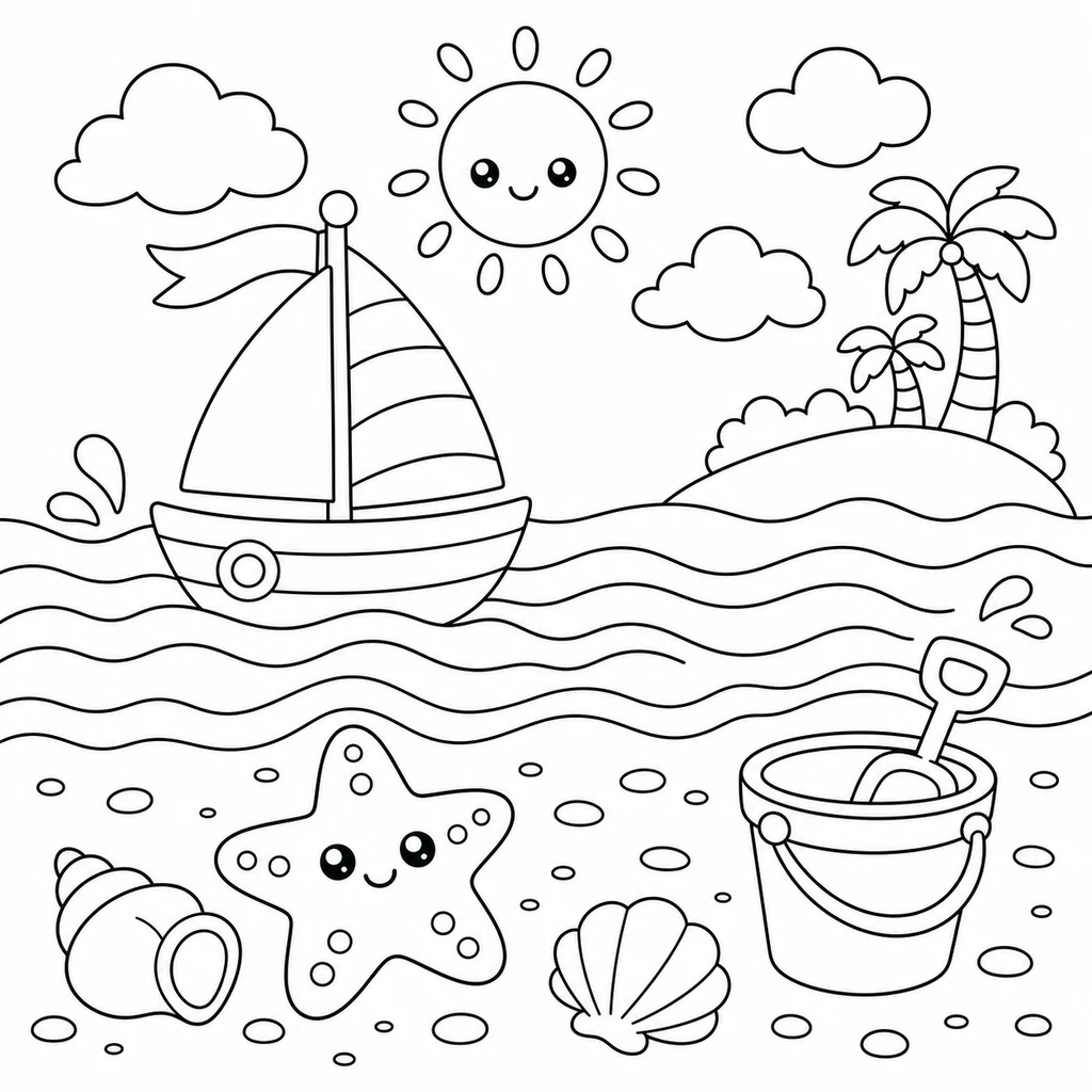 Coloriage : Plage n°3