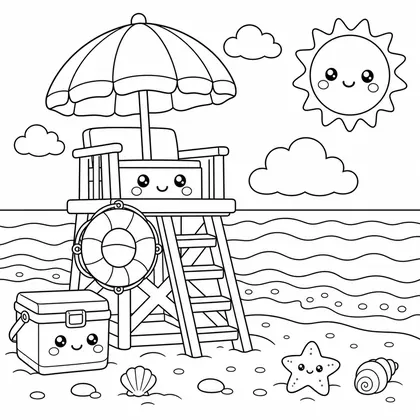 Dibujo de barquito junto a la arena para colorear