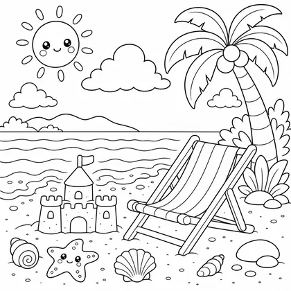 Dibujo de barca en la orilla para colorear