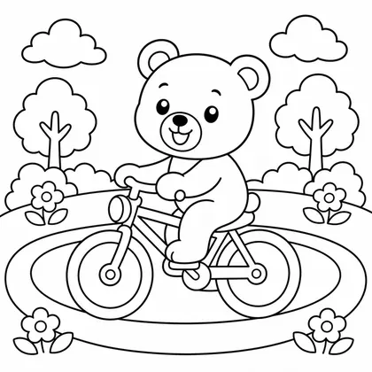 Dibujo de oso en bicicleta para colorear