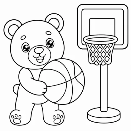 Dibujo de oso jugando al baloncesto para colorear