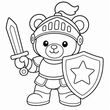 Dibujo de oso caballero para colorear