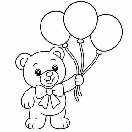 Dibujo de oso con globos para colorear