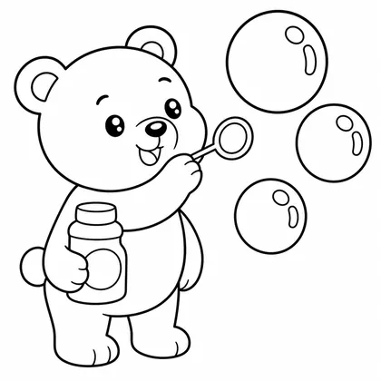 Dibujo de oso haciendo burbujas para colorear