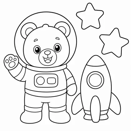 Dibujo de oso astronauta para colorear