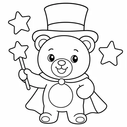 Dibujo de oso mago para colorear
