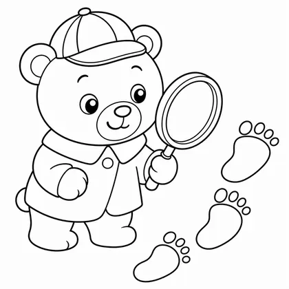 Dibujo de oso detective para colorear