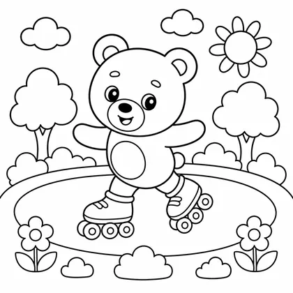 Dibujo de oso en patines para colorear