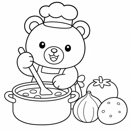 Dibujo de oso cocinero para colorear