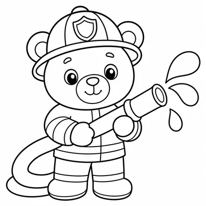 Dibujo de oso bombero para colorear