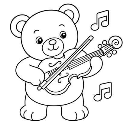 Dibujo de oso con violin para colorear