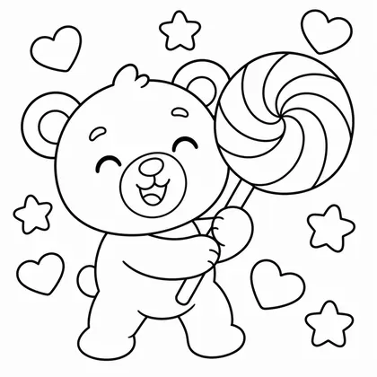 Dibujo de oso con chupa para colorear