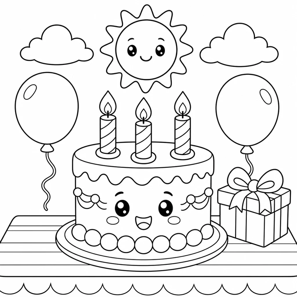 Disegno di compleanno 1 da colorare