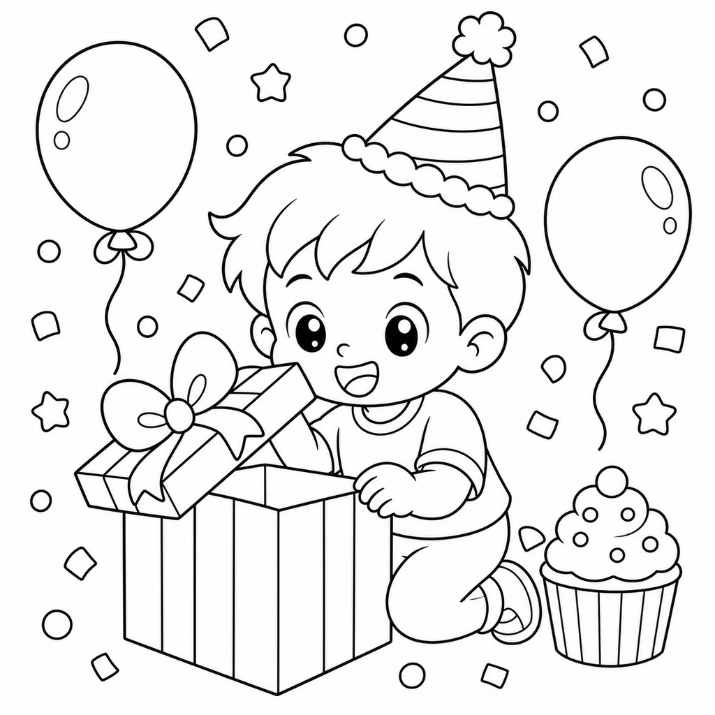 Disegno di compleanno 2 da colorare