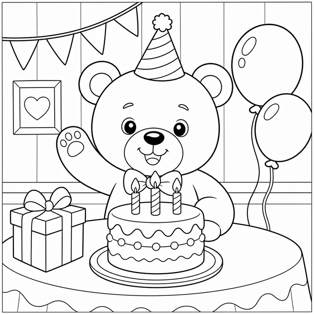 Disegno di compleanno 3 da colorare