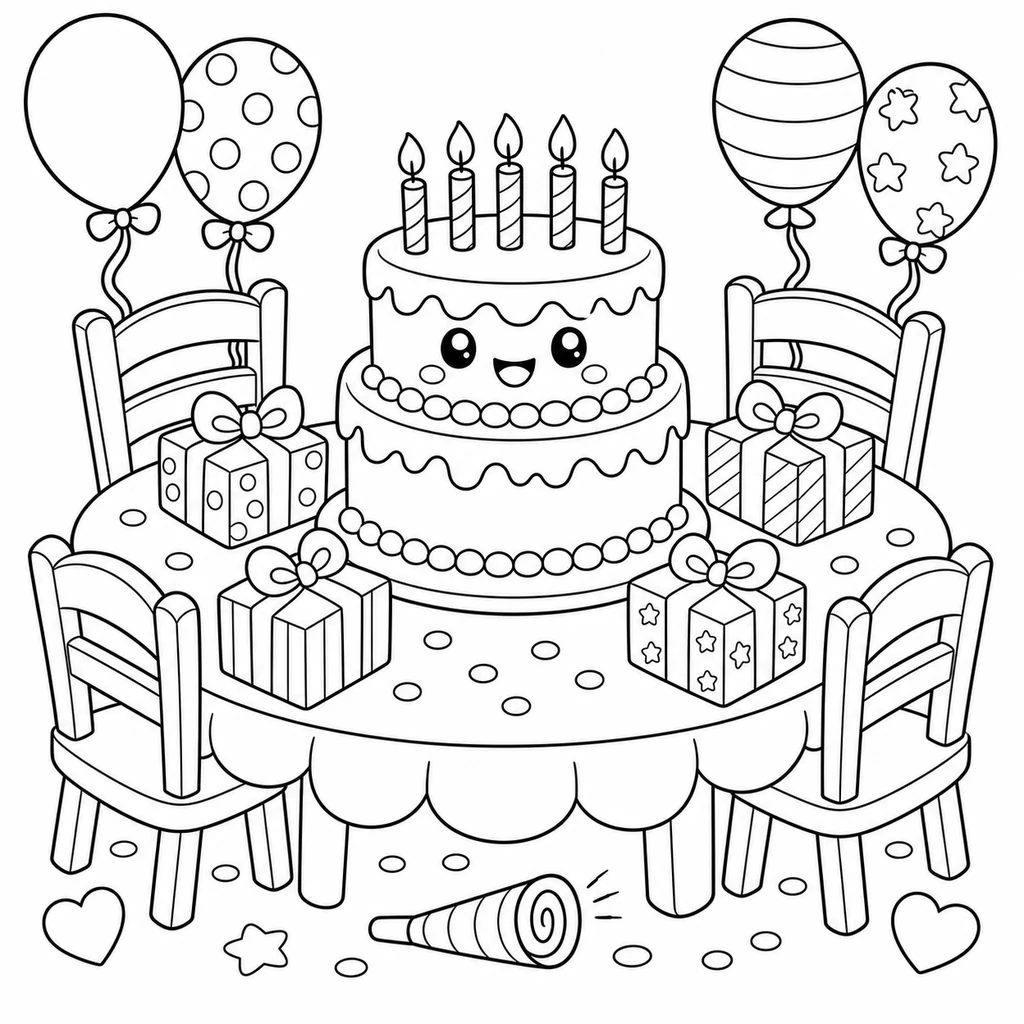 Disegno di compleanno 5 da colorare