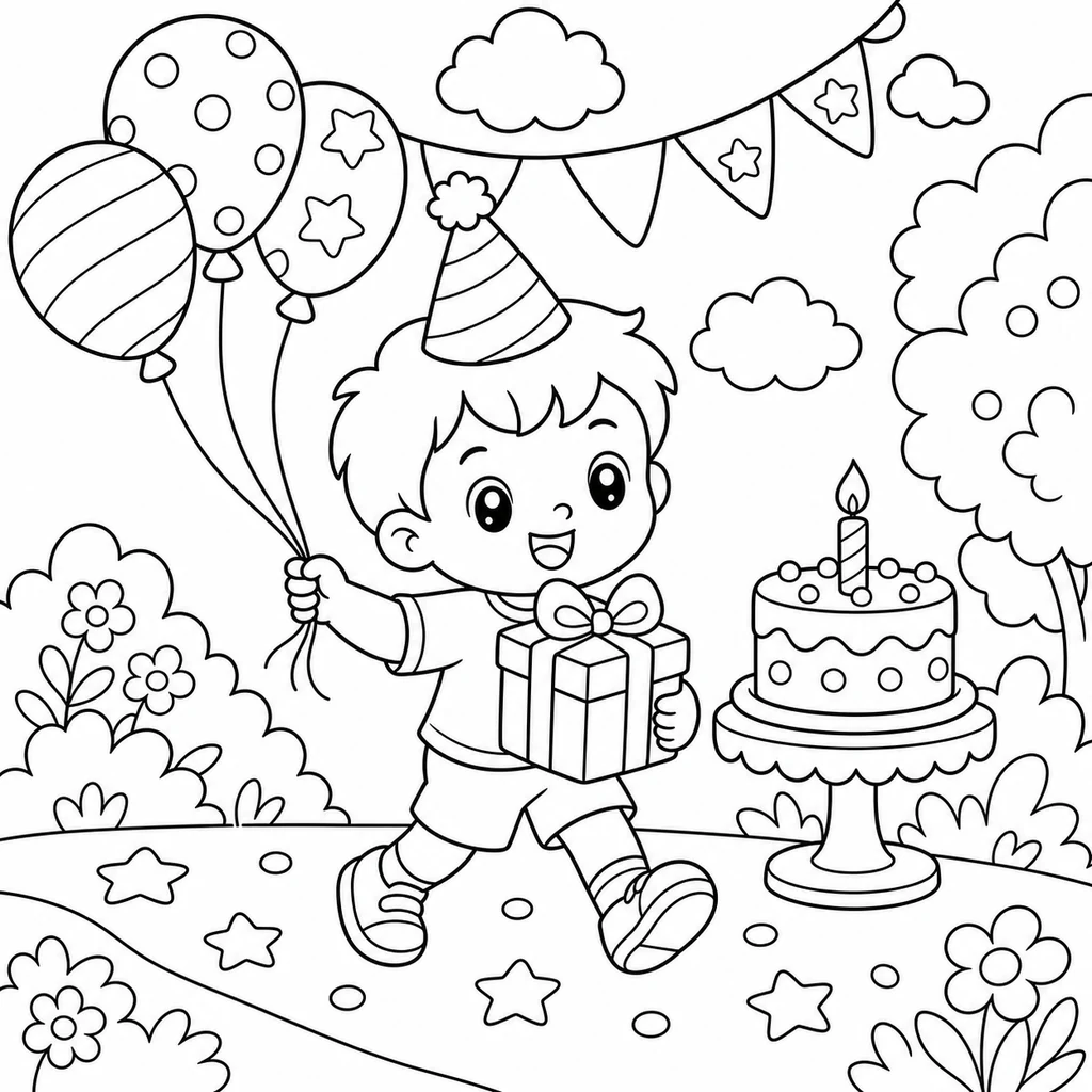 Disegno di compleanno 7 da colorare