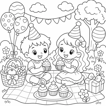 Dibujo de mesa de cumpleaños para colorear