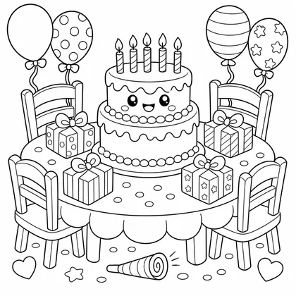 Dibujo de conejo con globos para colorear