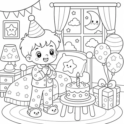 Dibujo de fiesta con globos para colorear